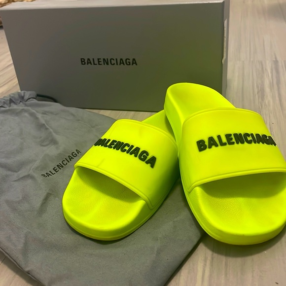 Balenciaga Shoes Neon Yellow Balenciaga Pool Slides Poshmark